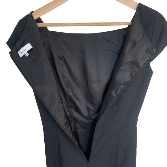 REISS Huxley Tailored Dress Black Wool Blend Cap Sleeve Square Neck Women’s Sz 4 - Picture 9 of 12